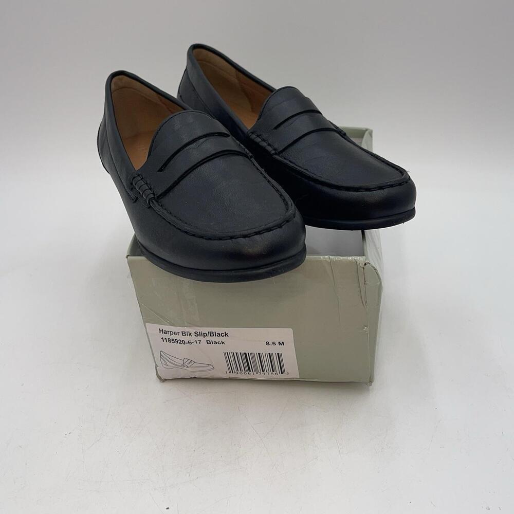 Clarks Harper Slip Shoes Womens Black Leather Comfort Loafer Flats Size 8.5 M